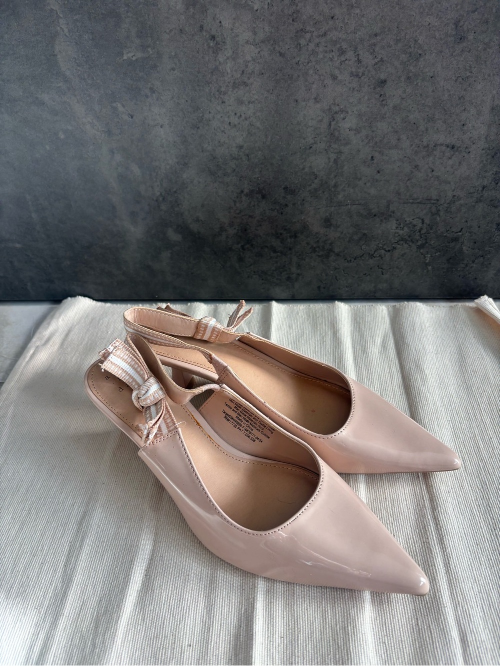 Target Women's Nude Patent Pointed Toe Slingback Kitten Heels - Picture 2 of 4